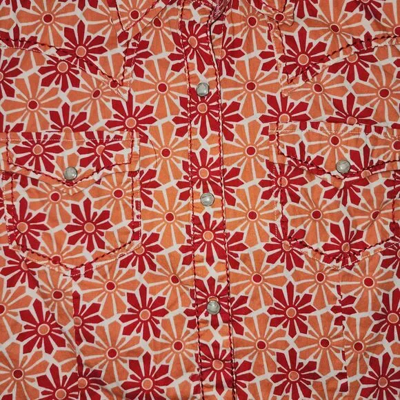 Roper Orange & Red Floral Button Down Western Shirt Size XS - Picture 8 of 8